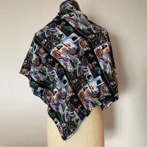 Vintage Nicole Miller Sports Themed Silk Scarf